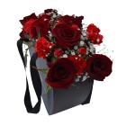 Seau cœur de fleurs petit