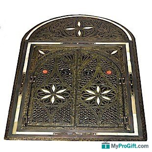 Miroir en métal motifs blancs-104335