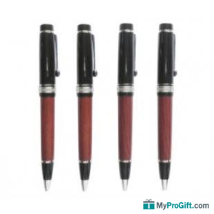 Stylo à bille en bois biColoure avec système rotatif-100090