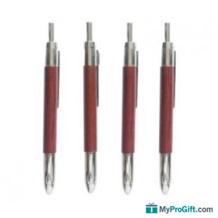 Stylo à bille avec système rotatif, 3 nuances de bois-100091