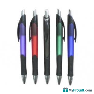 Stylo à bille en plastique avec poussoir métallique-100104