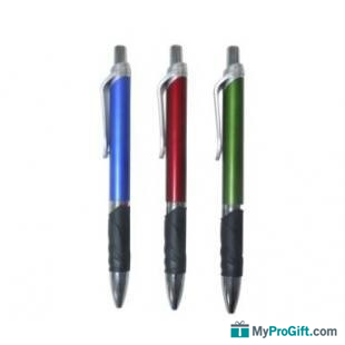 Stylo à bille en plastique avec poussoir métallique-100105