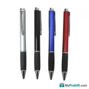 Stylo à bille en plastique avec poussoir métallique-100106