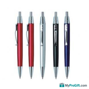 Stylo à bille en plastique avec poussoir métallique-100110