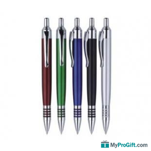 Stylo à bille en plastique avec poussoir métallique-100111