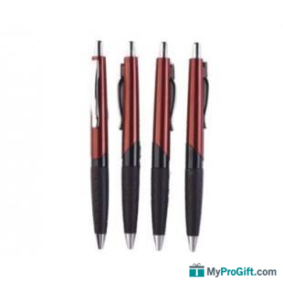 Stylo à bille en  plastique avec poussoir métallique-100112