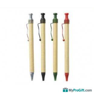 Stylo biodégradable avec clip en spirale-100006